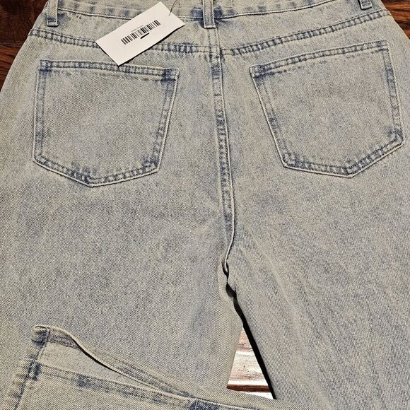 English Factory S 29 New W Tags Straight-Leg High Rise Side Slit 90's Acid Wash - Picture 7 of 10